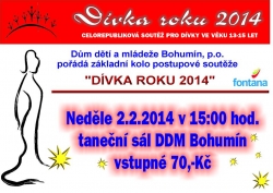 DÍVKA ROKU 2014. Neděle 2. února v tanečním sále DDM.