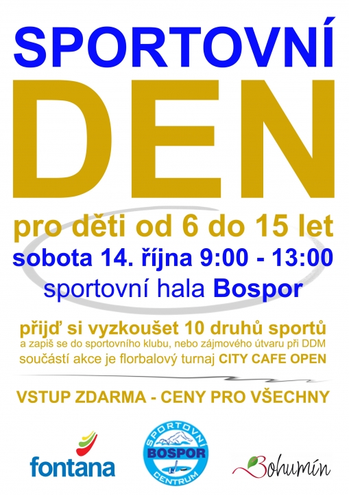 SPORTOVNÍ DEN a florbalový turnaj CITY CAFE OPEN v sobotu 14. října.
