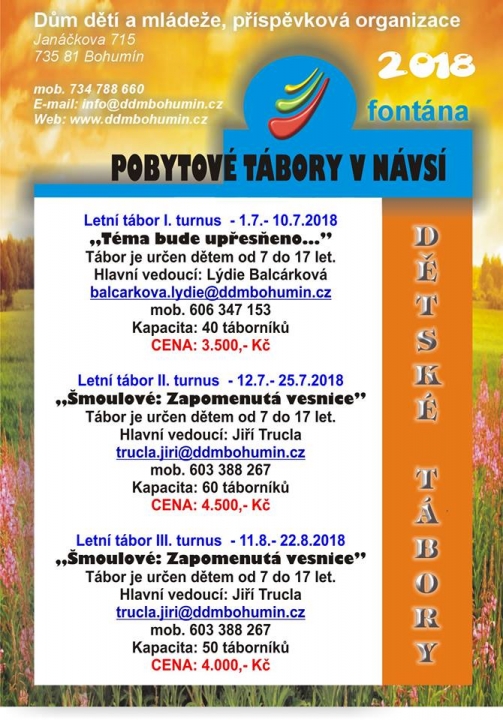 Od dnešního dne si můžete rezervovat letní táborový pobyt v Návsí.