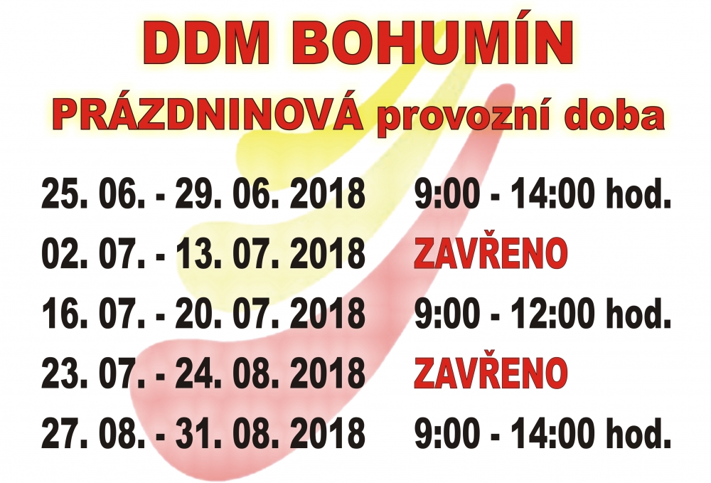 Prázdninová provozní doba.