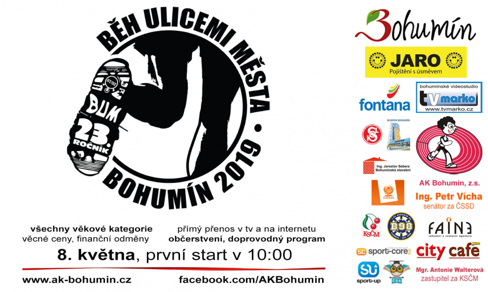 Běh ulicemi města Bohumín ve středu 8. května.