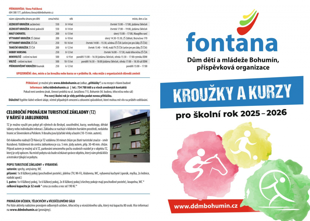 Byla zahájena registrace do kroužků a kurzů pro šk. rok 2025-2026