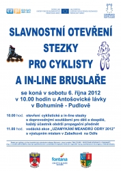 Otevíráme v sobotu 6. října novou in-line a cyklostezku.