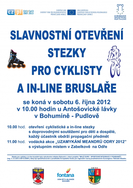 Otevíráme v sobotu 6. října novou in-line a cyklostezku.