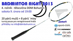9. února turnaj BADMINTON NIGHT v nové záři.